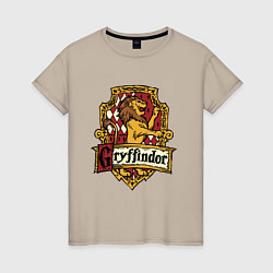 Футболка хлопковая женская Hogwarts - gryffindor logo, цвет: миндальный