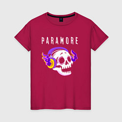 Женская футболка Paramore - неоновый череп