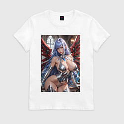 Женская футболка Девушка с кибернетическими крыльями