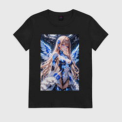 Женская футболка Девушка с кибернетическими крыльями