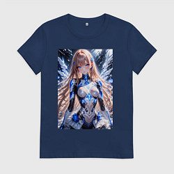 Женская футболка Девушка с кибернетическими крыльями