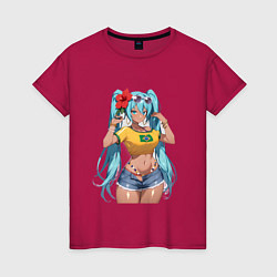 Женская футболка Miku Hatsune с цветком
