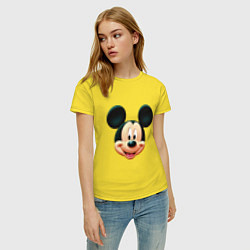 Футболка хлопковая женская Mickey mouse head, цвет: желтый — фото 2