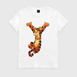 Футболка хлопковая женская Винни пух - Тигруля, цвет: белый