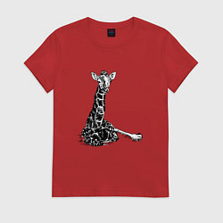 Футболка хлопковая женская Giraffe, цвет: красный