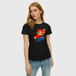 Футболка хлопковая женская Mario 8 bit, цвет: черный — фото 2