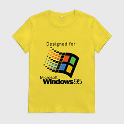 Футболка хлопковая женская Предназначен для windows 95, цвет: желтый