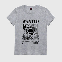 Футболка хлопковая женская Луффи - розыск, цвет: меланж