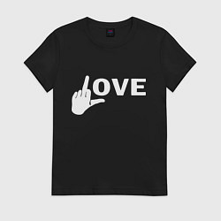 Футболка хлопковая женская Love - fuck, цвет: черный