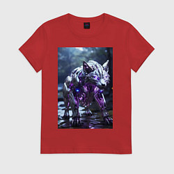 Женская футболка Киборг лиса с неоновой подсветкой