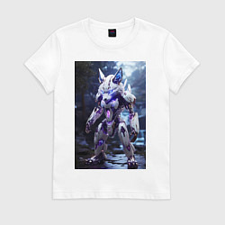 Женская футболка Киборг лиса с неоновой подсветкой