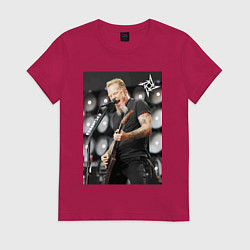 Футболка хлопковая женская James Alan Hatfield - Metallica, цвет: маджента