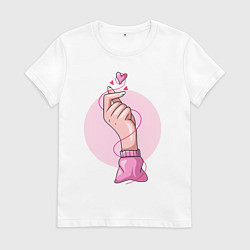 Футболка хлопковая женская Сердечко, цвет: белый