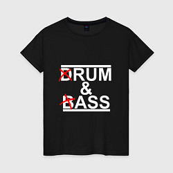 Футболка хлопковая женская Drum and bass black, цвет: черный