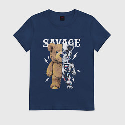 Футболка хлопковая женская Дикий медведь, цвет: тёмно-синий