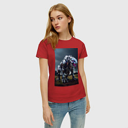 Футболка хлопковая женская Робот в стиле Horizon, цвет: красный — фото 2