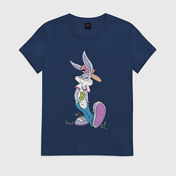Футболка хлопковая женская Bugs Bunny in the sneakers, цвет: тёмно-синий