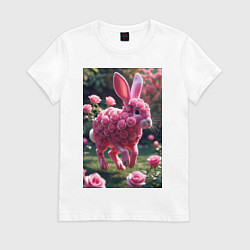 Женская футболка Кролик из роз