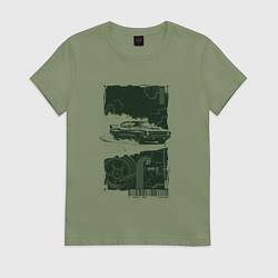 Футболка хлопковая женская Спорткар в гранж стиле, цвет: авокадо