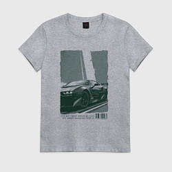 Футболка хлопковая женская Постер спорткара, цвет: меланж