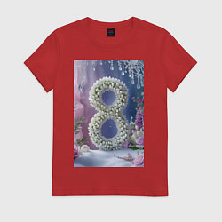 Женская футболка Ландыши к 8 марта на снегу