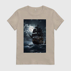 Женская футболка Пиратский корабль в шторм