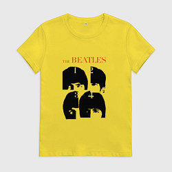 Женская футболка Битлз черно белый