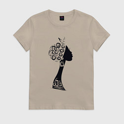 Футболка хлопковая женская Black woman, цвет: миндальный