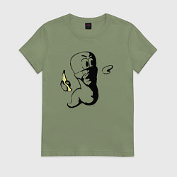 Футболка хлопковая женская Червяк с бананом, цвет: авокадо