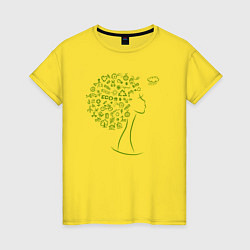 Футболка хлопковая женская Эко девчонка, цвет: желтый