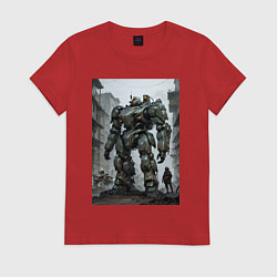 Женская футболка Конвой роботов в городе