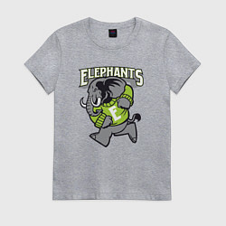 Футболка хлопковая женская Elephants run, цвет: меланж