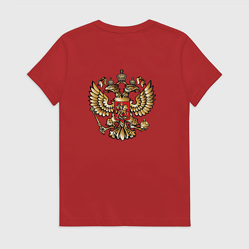 Женская футболка Герб россии: кто посеет зло в сердце своем тот лох / Красный – фото 2