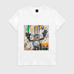 Футболка хлопковая женская Яркое граффити с зайцем, цвет: белый