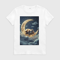 Женская футболка Плюшевый мишка спит на Луне