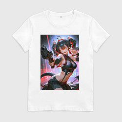 Женская футболка Девушка-демон с пистолетом