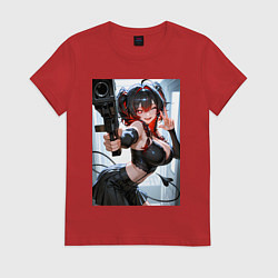 Женская футболка Девушка-демон с пистолетом