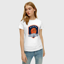 Футболка хлопковая женская Stars basketball, цвет: белый — фото 2