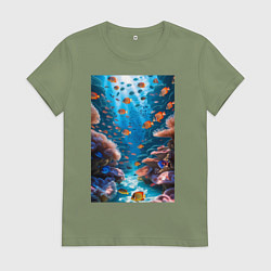 Женская футболка Подводный коралловый риф с рыбками