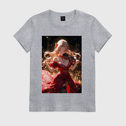 Женская футболка Девушка в вечернем платье играет на скрипке