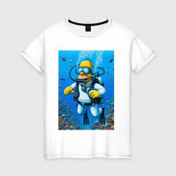 Женская футболка Homer diving - ai art fantasy
