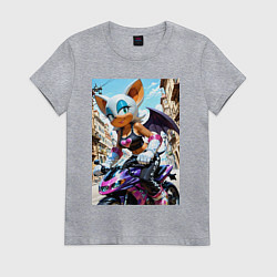 Женская футболка Руж из Somic едет на мотоцикле