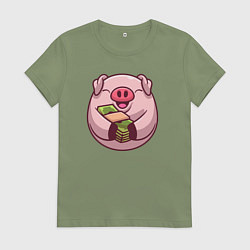 Женская футболка Свинка с долларами