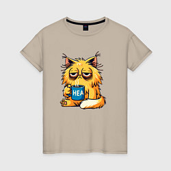 Женская футболка Уставший невыспавшийся кот