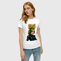 Футболка хлопковая женская Билли Айлиш в стиле комикса, цвет: белый — фото 2