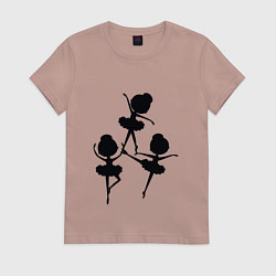 Футболка хлопковая женская Вариация меленькой девочки балерины, цвет: пыльно-розовый