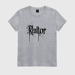 Женская футболка Реэлтор черной краской