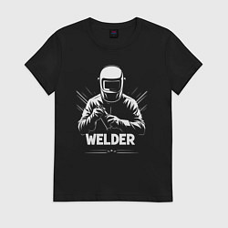 Женская футболка Сварщик в маске и перчатках