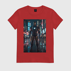 Женская футболка Железный человек посреди ночного города