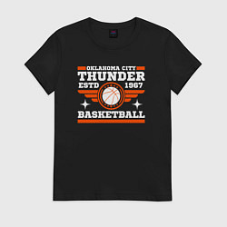 Футболка хлопковая женская Basketball Thunder, цвет: черный